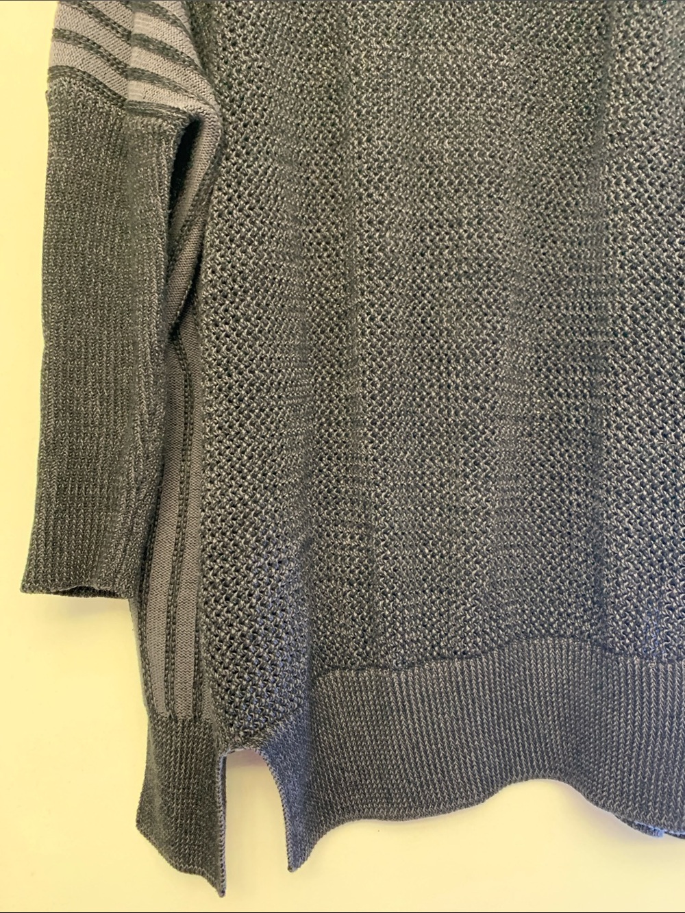 PLANET by LAUREN G gorgeous fisherman sweater cotton black- grey assymetrical - Picture 3 of 9